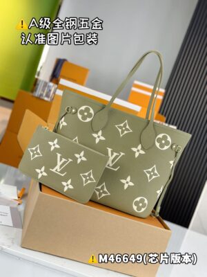 【特级MB原厂皮】NEVERFULL 中号手袋型号：M46649材料：A+级全钢五金，进口原厂皮包装：全套特级免税MB包装尺寸：31x28x14cm。150121600
